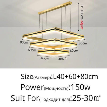 Modern Square Pendant Chandelier - Golden Lion Store